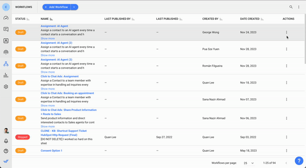 How to access the new Workflow Settings from Workflows Overview