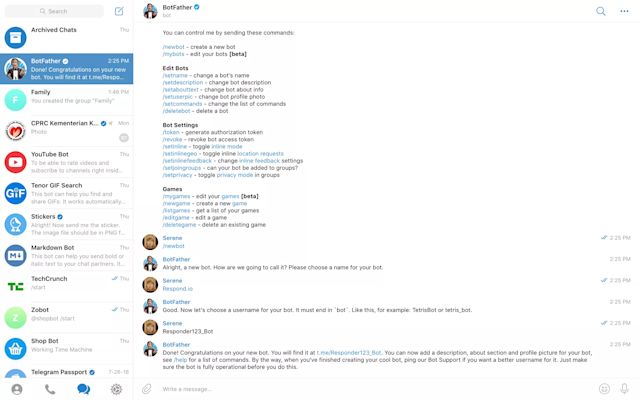 Imagem mostrando que para criar um bot, use o comando /newbot. Isso iniciará o processo de criação.