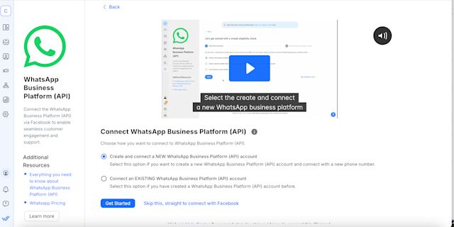 Signing up for WhatsApp Cloud API with respond.io is quick and effortless. Once you click on this link, you’ll be guided through a seamless WhatsApp API sign-up process – from linking your Facebook Business Account to adding a phone number.  The entire process takes only a few minutes. Refer to our WhatsApp API guide for step-by-step instructions.