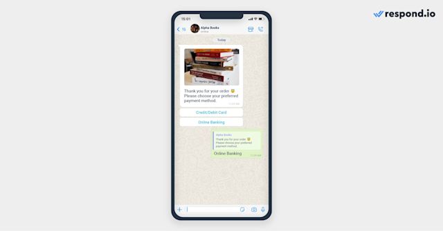 whatsapp business buttons: Example of WhatsApp reply button