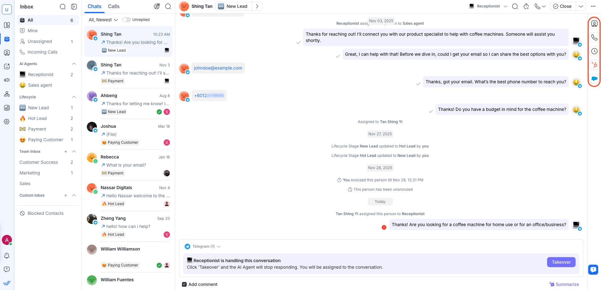 Respond.io Team Inbox