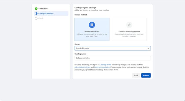 This image shows how to create a WhatsApp catalog API. Configure the WhatsApp shopping catalog settings.