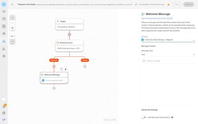 Draft your auto reply bot Telegram message