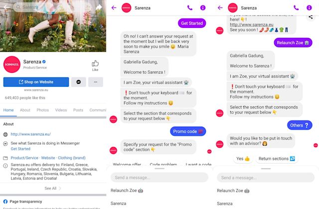 Facebook Messenger Customer Service: This image answers the question "what are some stores that use Facebook messenger for live customer service.