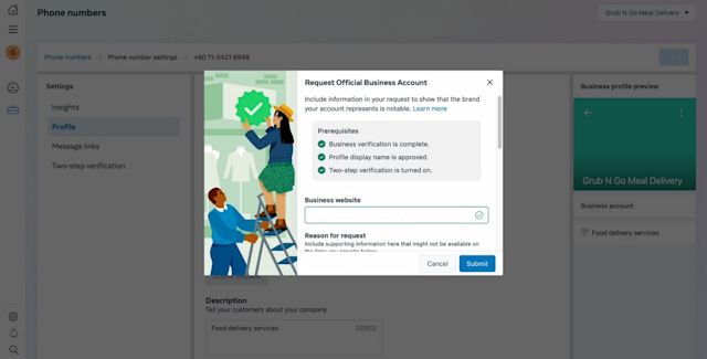 how to verify your whatsapp business account? Provide the required information. You have to provide information like the reason for requesting a green tick and up to 5 supporting links to show that the business is notable. Then click Submit.