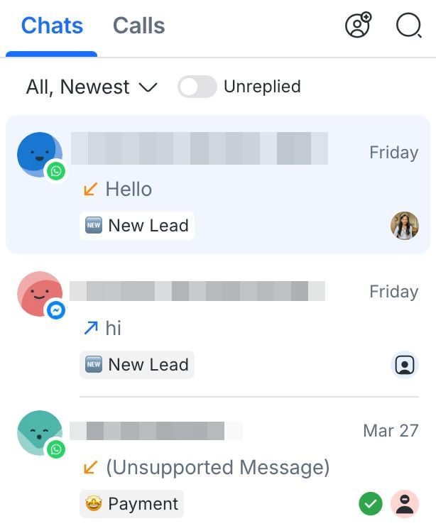 Shows closed status for conversations.