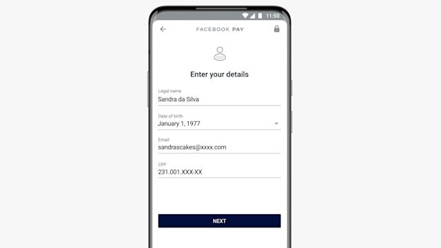 This image shows how to enter your details to activate the Payments feature.
