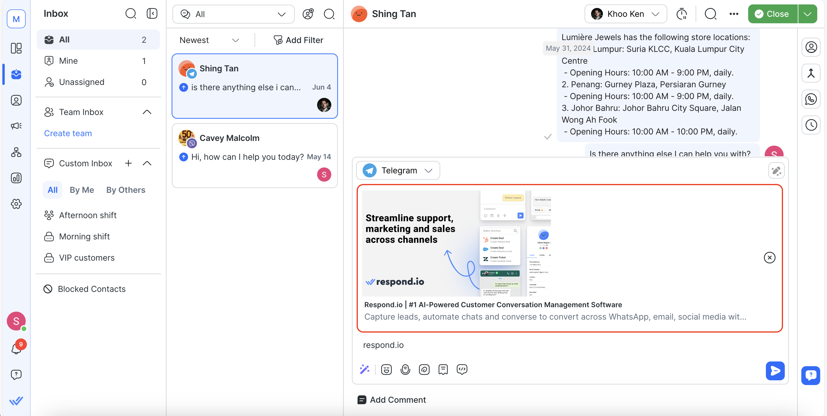 Link preview feature in message composer.