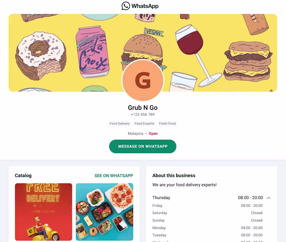 صفحة الويب المميزة لتطبيق WhatsApp للأعمال