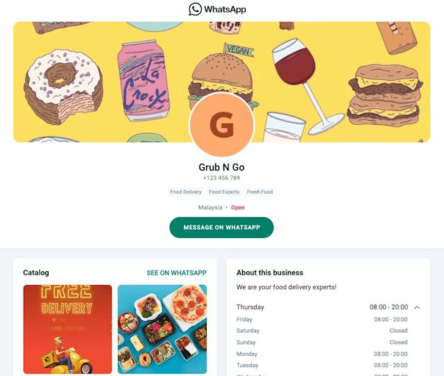 business whatsapp app premium web page