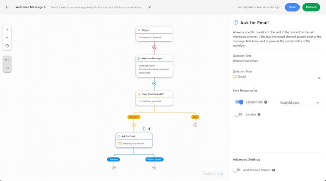This image shows WhatsApp automations built with respond.io Workflows. With this setup, you can automatically greet customers who contact your business via WhatsApp