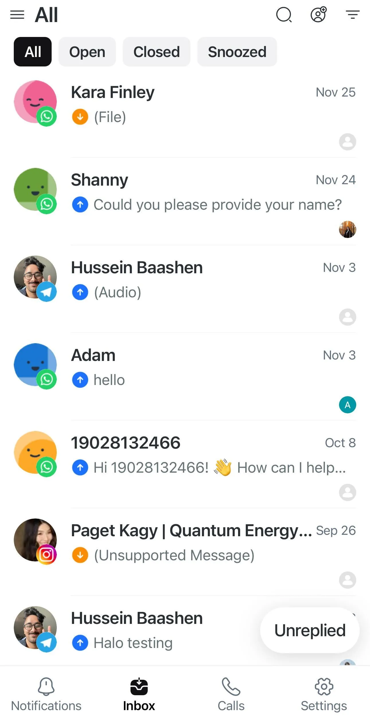 The Inbox tab on mobile app.