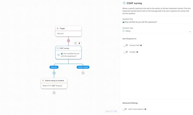 This image shows respond.io's CSAT surveys, an essential tool for medium to large size businesses.