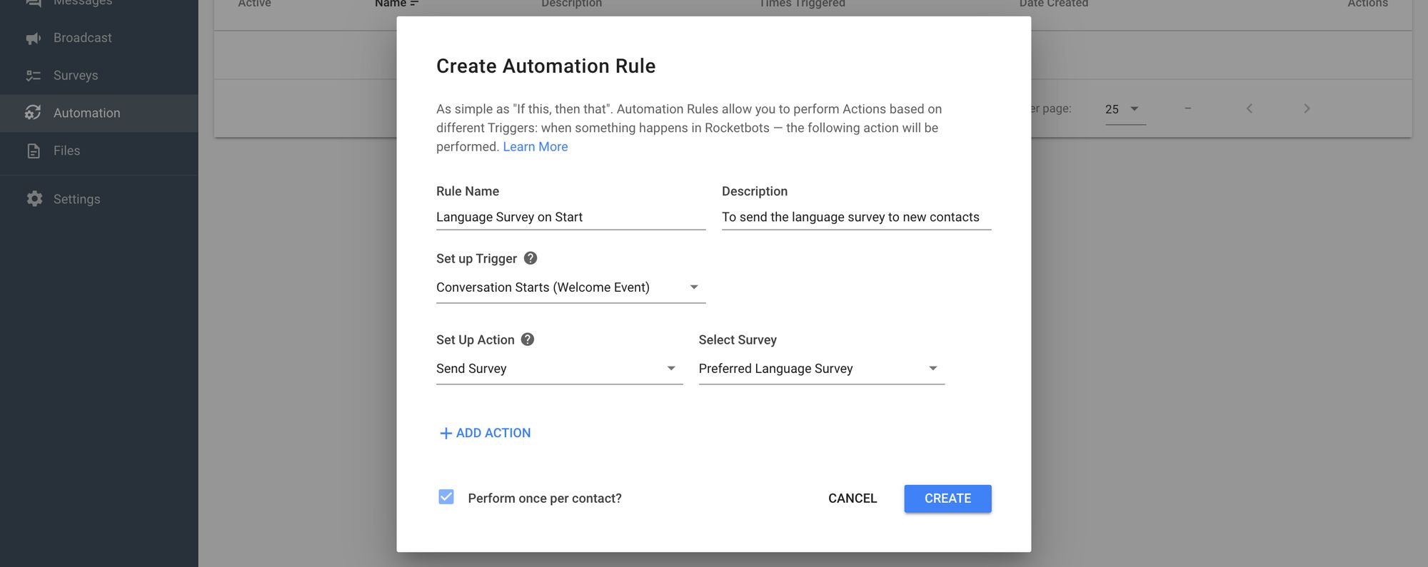 Create A Rule To Launch The Surve