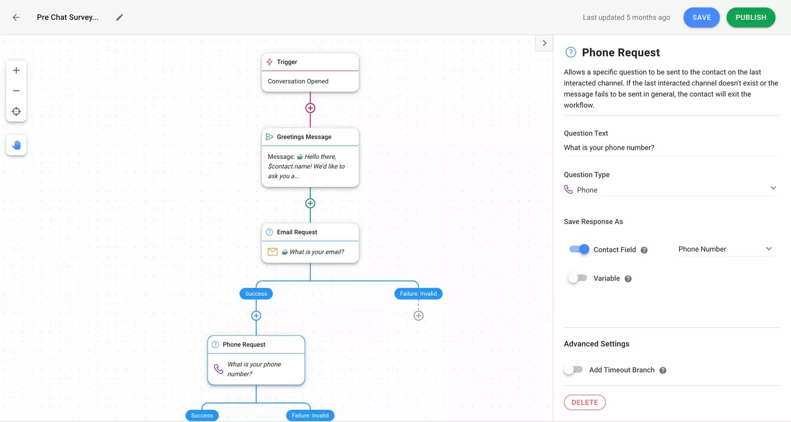 Imagen representando CRM IG: Ejemplo de flujo de trabajo de una encuesta de pre-chat. La integración de Instagram de respond.io CRM potencia las conversaciones entrantes con enlaces de Instagram, códigos QR y anuncios directos. Utilice encuestas de pre-chat para recopilar información de clientes e identificar clientes potenciales.