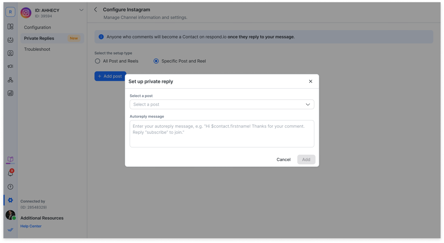 Reply to Instagram comments automatically with Instagram auto private replies