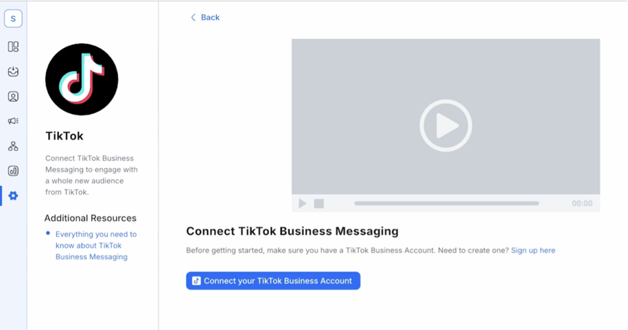 A screenshot of the TikTok connection page on respond.io
