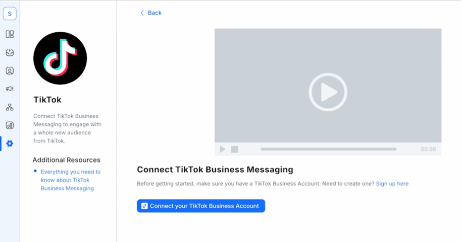 A screenshot of the TikTok connection page on respond.io