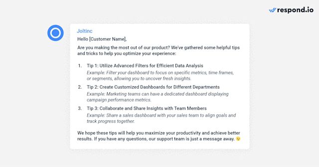 This image shows how to use newsletter WhatsApp for tips and tricks. Provide valuable tips, tricks, and hacks related to your product or service. Help your subscribers maximize their usage, troubleshoot common issues, or discover new features.