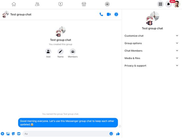 This image shows how to use a Messenger group chat for Facebook Messenger sales