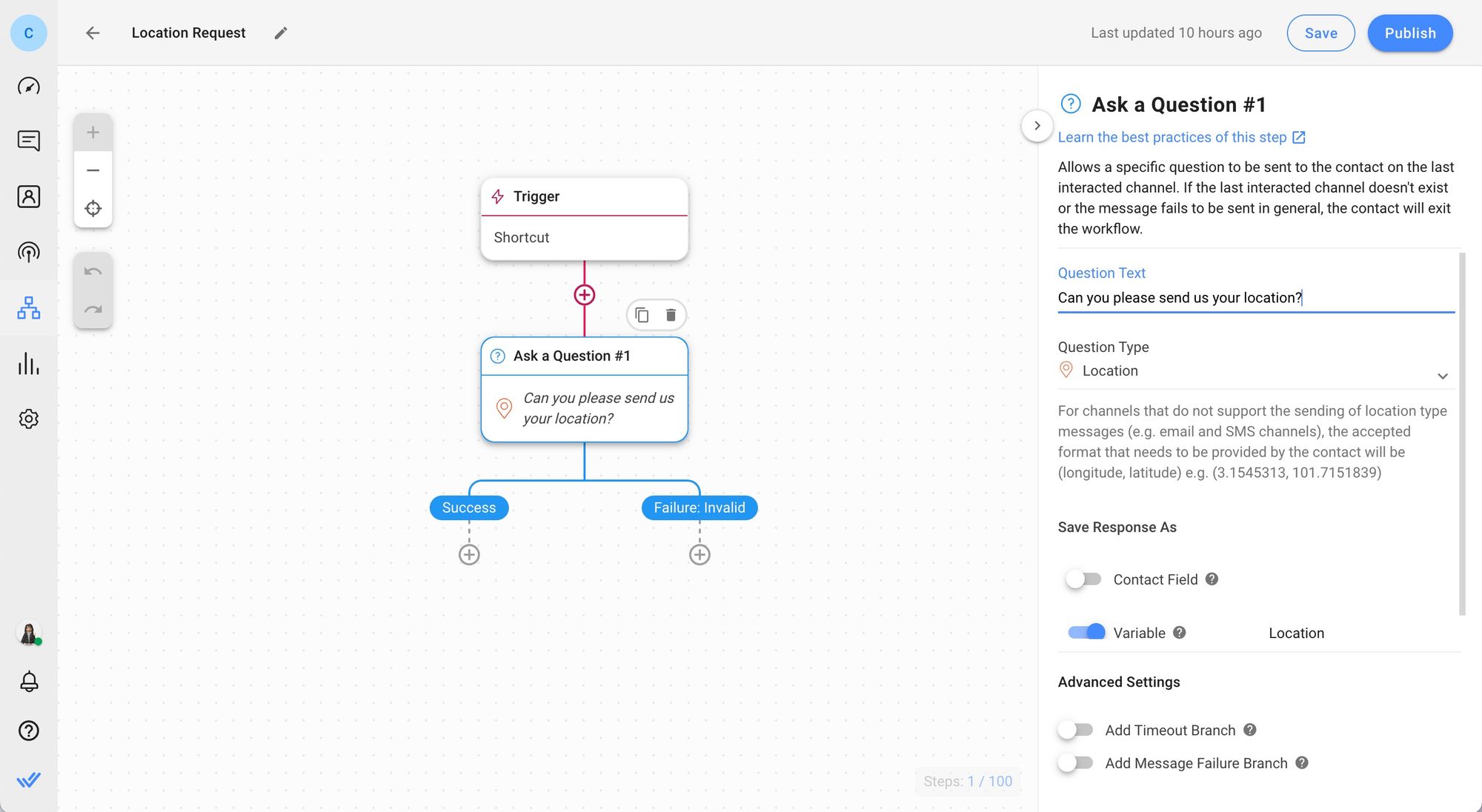 Request customers’ location with the Ask a Question Workflow Step