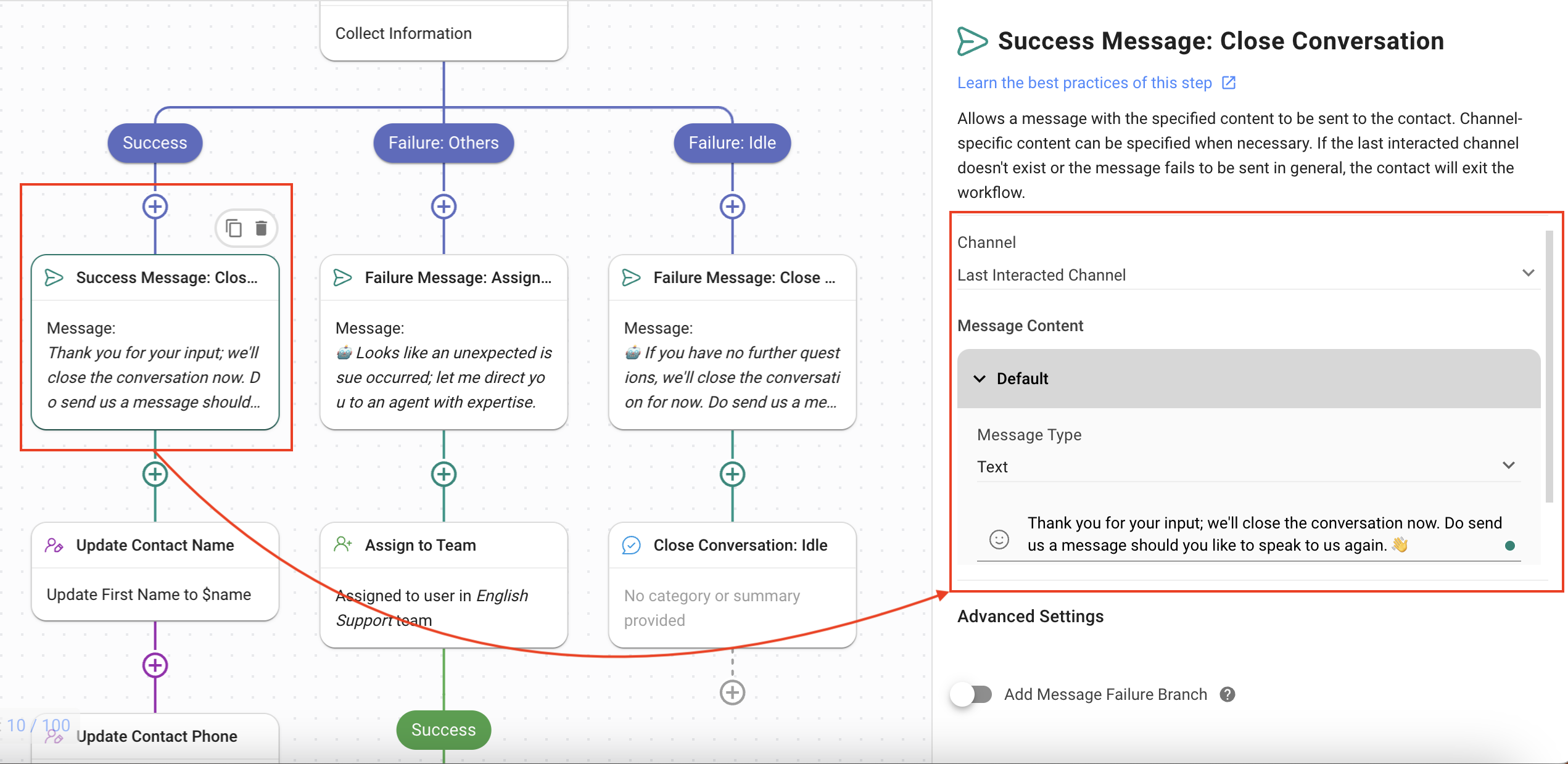Image showing how Workflows can be set up to collect email and phone details