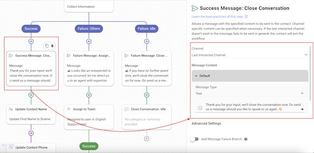 Image showing how Workflows can be set up to collect email and phone details