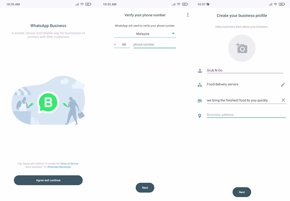 إعداد تطبيق WhatsApp للأعمال.