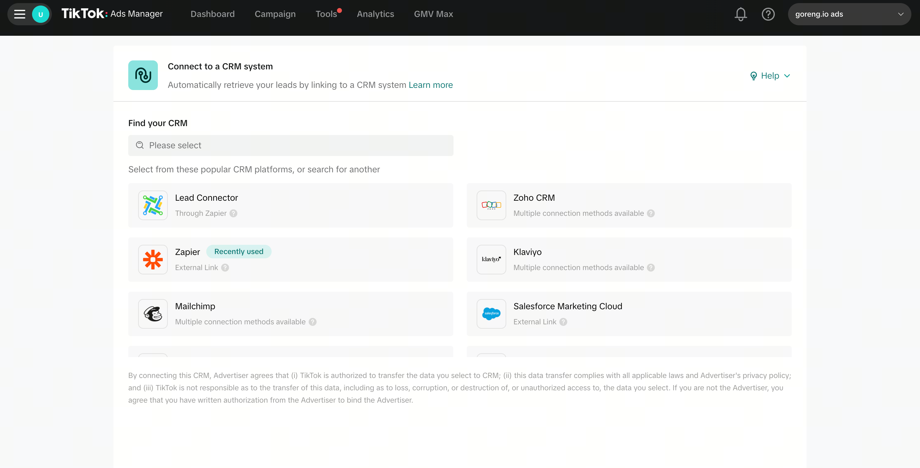 How to setup TikTok CRM