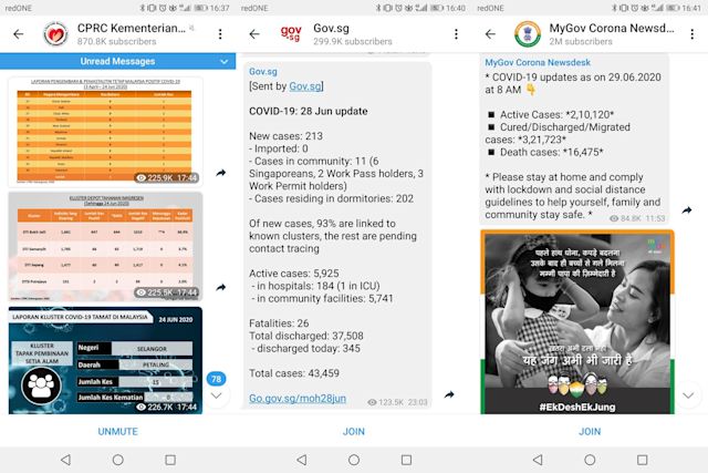Essa é uma imagem da aparência de um canal do Telegram. Se sua empresa quer interagir com os clientes no Telegram, você deve aprender como criar o Canal do Telegram. Os canais do Telegram têm todos os mesmos recursos que os grupos, exceto que apenas administradores podem enviar mensagens. Por exemplo, Ministérios da Saúde usam Canais do Telegram para enviar notícias e dicas ao público. Por exemplo, os Ministérios da Saúde usam os Canais do Telegram para enviar notícias e dicas ao público.