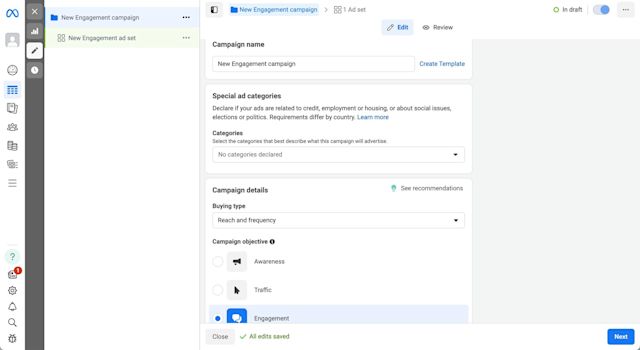 2. Edit the campaign name and select a category in the Special Ad categories to declare if your ads are related to credit, employment or housing or about social issues like elections or politics. 