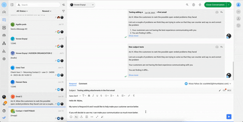 This image shows how to use respond.io's AI Prompts to execute prompts that modify your responses.