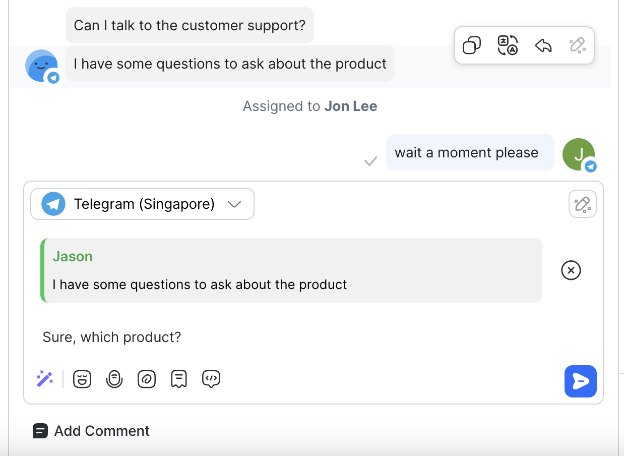 Reply to incoming message references the incoming message you are replying to in the message composer.