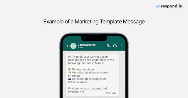 Image showing an example of a WhatsApp Marketing Message Template sharing product news