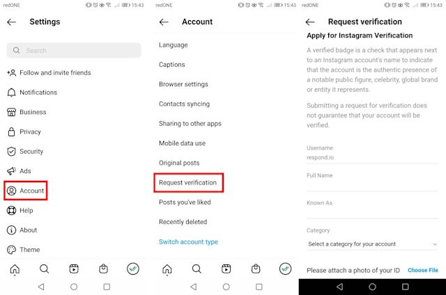This image shows the steps to apply for an Instagram Verified Badge or how to verify your Instagram account.