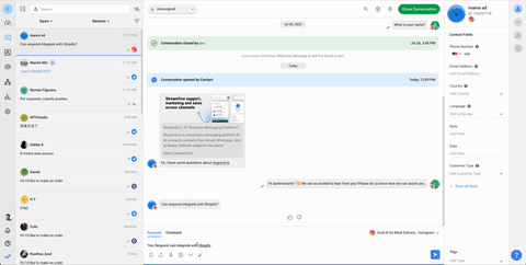 This GIF shows respond.io, one of the best conversational AI platforms. With Respond AI, you can adjust the tone of your response at the click of a button to ensure a consistent customer experience.