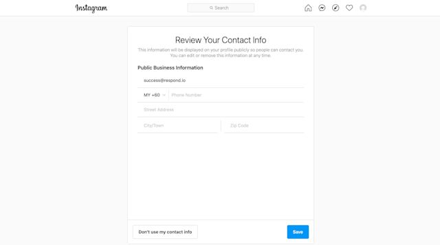 Review the Contact Information and click Save.