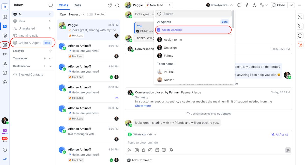 screenshot showing how to set up an AI Agent to qualify leads in respond.io