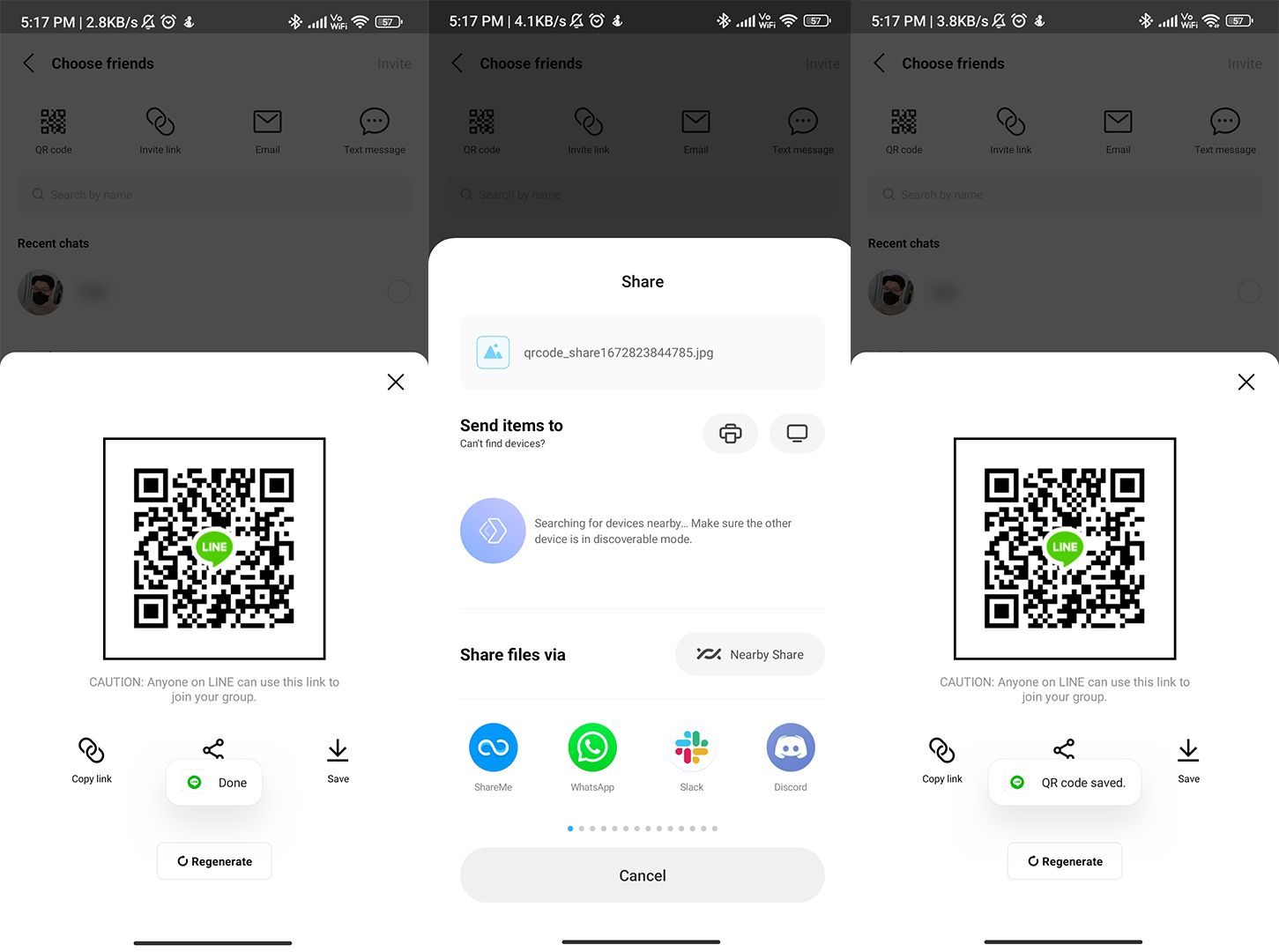 显示如何分享您的 qr 代码或 LINE 链接的图像