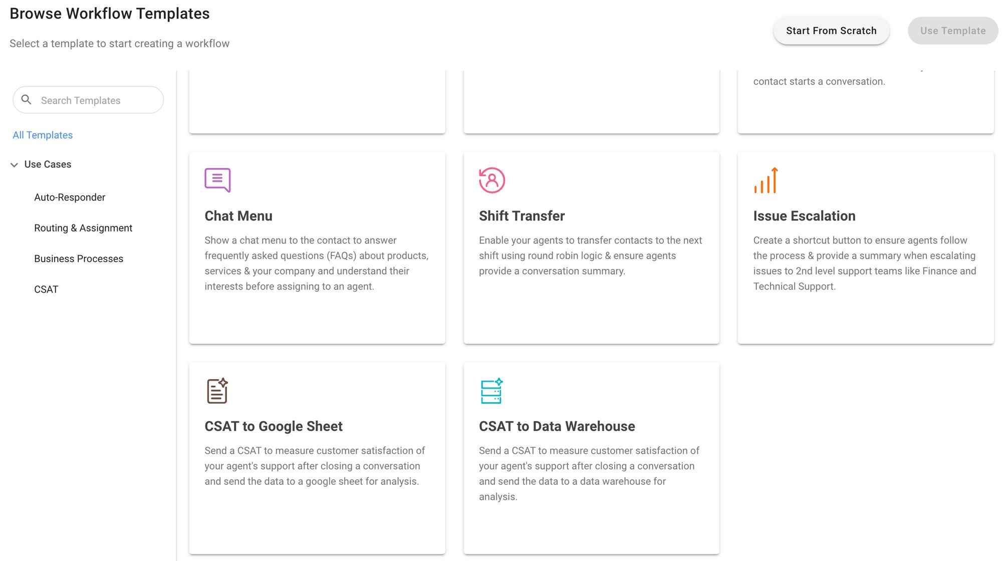 screenshot of New Workflow templates to build automation quickly