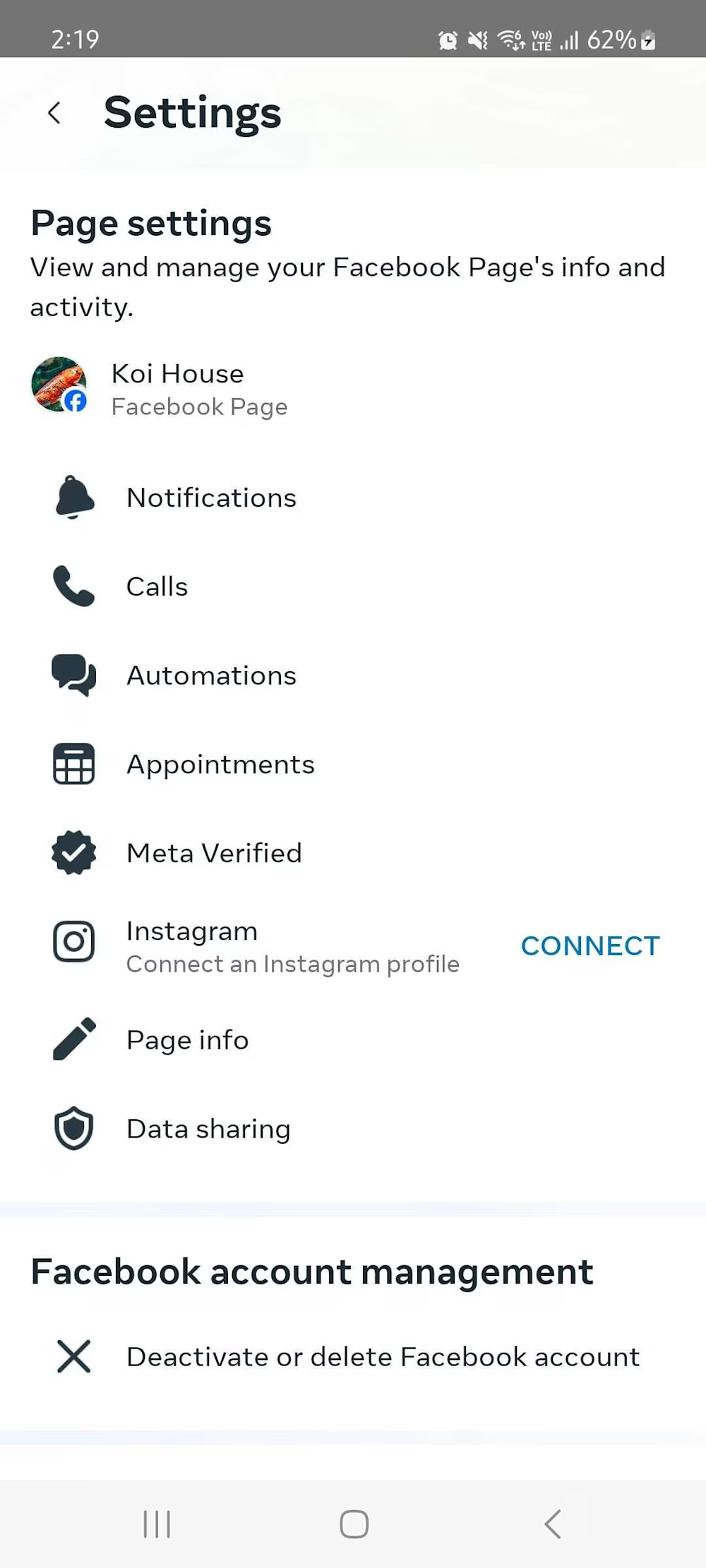 Settings view of Messenger Calls.
