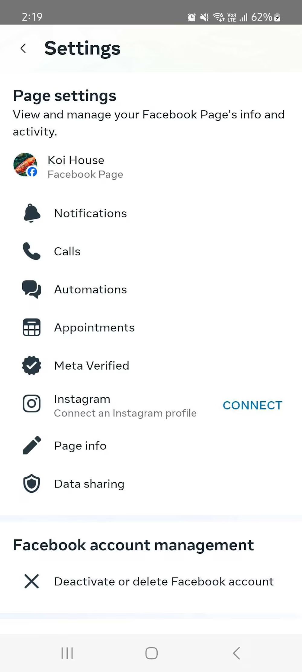 Settings view of Messenger Calls.