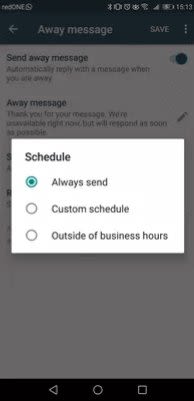 Set the schedule for away messages to be sent
