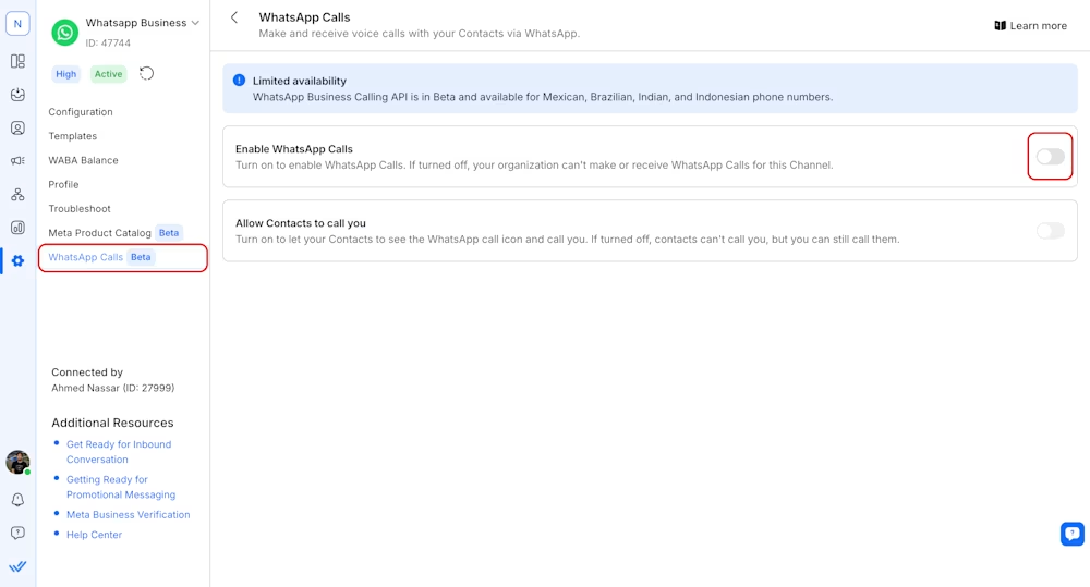 WhatsApp Business Calling API on respond.io