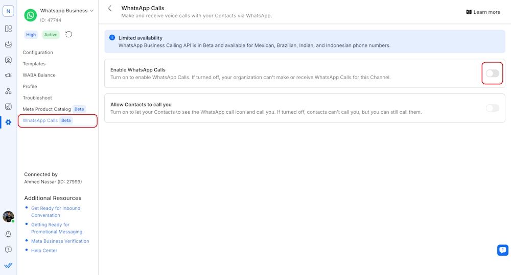 WhatsApp Business Calling API on respond.io