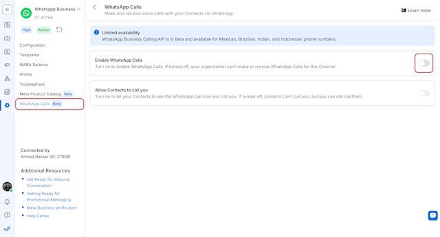 WhatsApp Business Calling API on respond.io