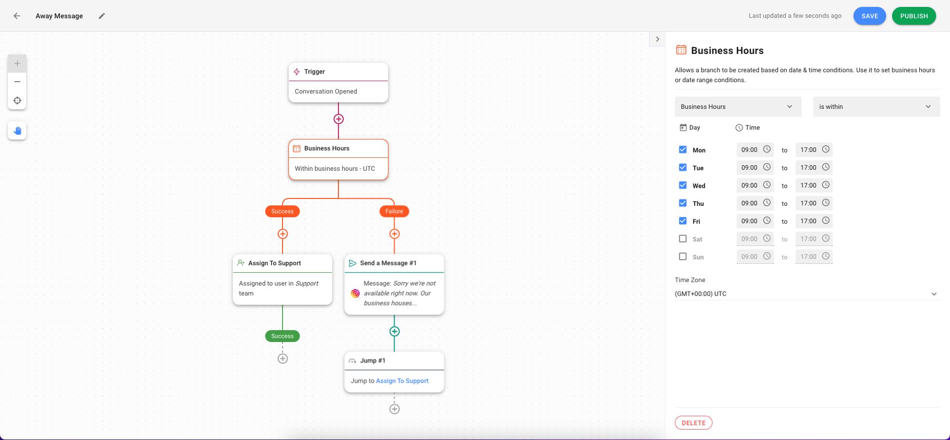 Il s'agit d'une image qui décrit comment configurer un message pour le chat insteagram web ou le widget instagram. vous pouvez mettre en place des messages Absent pour répondre automatiquement aux clients en dehors des heures d'ouverture et leur faire savoir quand s'attendre à une réponse.