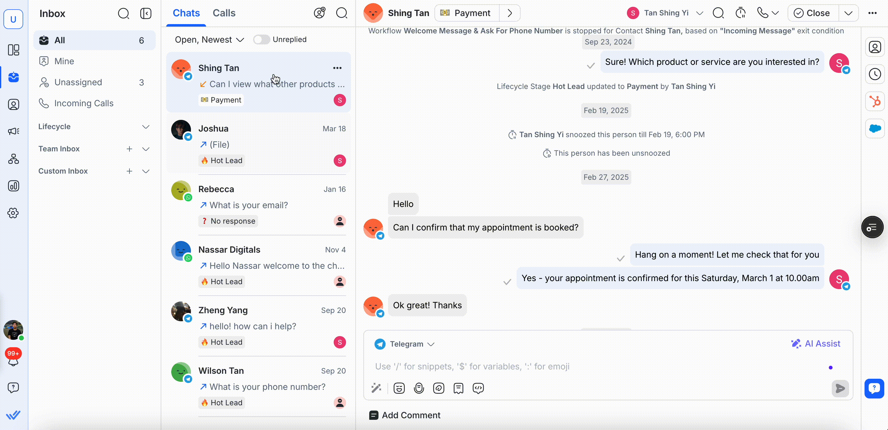 GIF showing the switch between Chats and Calls view in Inbox.