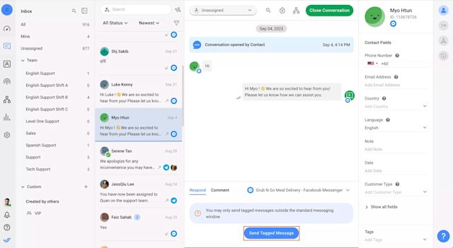 After capturing leads and adding them to your contact list, you’ll want to re-engage with them with remarketing efforts. For WhatsApp API users, this re-engagement can be achieved using message templates, while businesses utilizing Facebook Messenger can leverage Message Tags for continuous interaction.