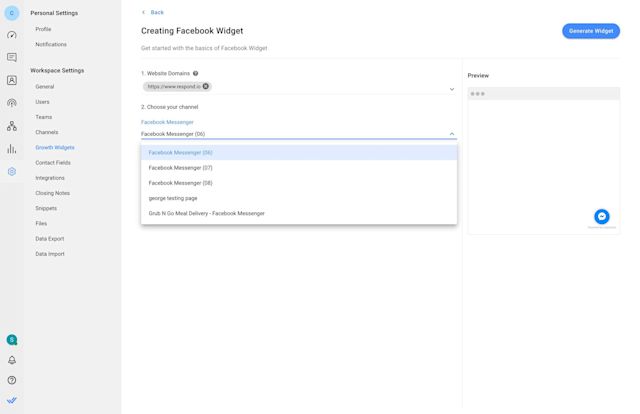 This is a gif that shows how to select an account to create a widget. 